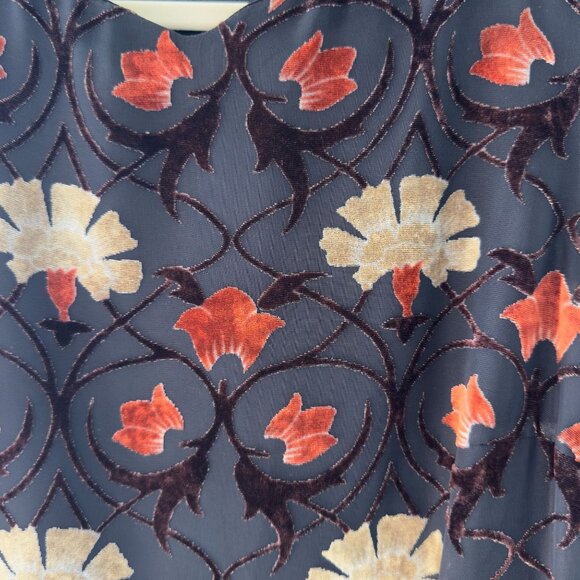 Maggy London Burnout Velvet Dress Sz 14 Floral Sheath Vintage 1990s Party Style - Picture 4 of 12